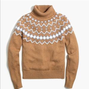 J Crew Gorgeous Tan Fair Isle Tneck Sweater XL